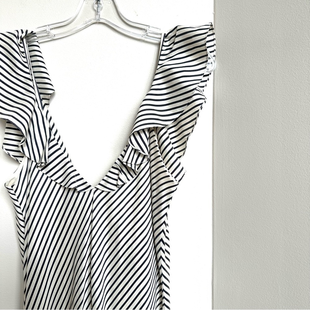 Ralph Lauren Black and White Diagonal-Stripe Ruffle Maxi Dress - Picture 3 of 7